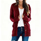 Lässige Damen-Strickjacke für Herbst mit langen Ärmeln, Knopfleiste und offenem Vorderteil