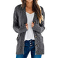 Lässige Damen-Strickjacke für Herbst mit langen Ärmeln, Knopfleiste und offenem Vorderteil