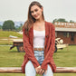 Lässige Damen-Strickjacke für Herbst mit langen Ärmeln, Knopfleiste und offenem Vorderteil