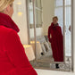 Einfarbiges, plissiertes Midi-Swing-Kleid