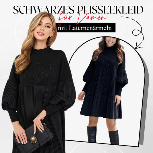 ✨Damen-Übergrößenkleid (2025 Neu): Laternenärmeln + Stehkragen, Farbenfroh für Alltagsglamour 🌈