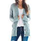 Lässige Damen-Strickjacke für Herbst mit langen Ärmeln, Knopfleiste und offenem Vorderteil