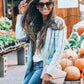 Lässige Damen-Strickjacke für Herbst mit langen Ärmeln, Knopfleiste und offenem Vorderteil