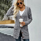 Lässige Damen-Strickjacke für Herbst mit langen Ärmeln, Knopfleiste und offenem Vorderteil