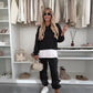 🍂 KOSTENLOSEN VERSAND✨🩷Lässiger Sweatshirt-Anzug mit Kapuze und Patchwork für Damen