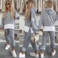 🍂 KOSTENLOSEN VERSAND✨🩷Lässiger Sweatshirt-Anzug mit Kapuze und Patchwork für Damen