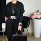 Elegantes 3-teiliges Set: Langer Cardigan, Oberteil und Hose