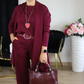 Elegantes 3-teiliges Set: Langer Cardigan, Oberteil und Hose