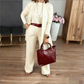 Elegantes 3-teiliges Set: Langer Cardigan, Oberteil und Hose