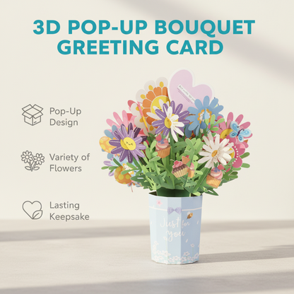 🏆35.000+ VERKAUFT! 🌼💌 Für immer blühende 3D-Blumen-Pop-up-Karte – Personalisierte Liebesbotschaft & Ewige Blüte 🎁