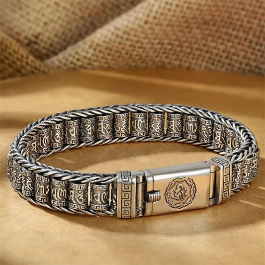 ✨ Tibetisches Gebetsmühlen-Armband – 925er Sterlingsilber, Glücksbringer & Valentinstagsgeschenk