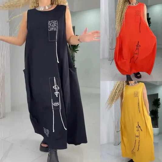 🔥55%Rabatte🔥  Lässiges ärmelloses Maxikleid für Frauen mit Übergröße