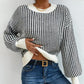 Strickpullover mit Rippenmuster und Rundhalsausschnitt für Damen