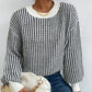 Strickpullover mit Rippenmuster und Rundhalsausschnitt für Damen