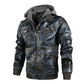 Herrenjacke aus PU-Leder mit Reißverschluss und Kapuze