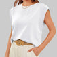 🔥Sommer-Rabatt 🩷 Solid Color Round Neck Cap Sleeve Top