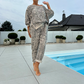 💃2-teiliges Oberteil- und Hosenset mit Leopardenmuster für Damen ☕ – Lockere Passform, perfekt für Brunch oder Besorgungen am Wochenende ✨