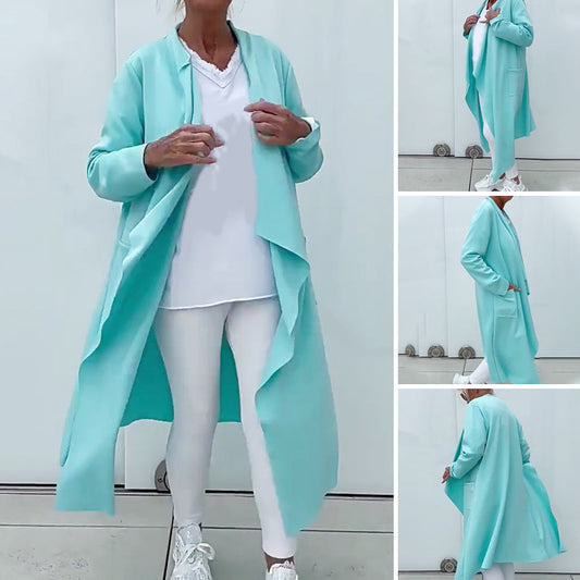 Damen Cardigan mit langen Ärmeln, offenem Vorderteil und asymmetrischem Fall