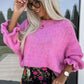 Damen-Pullover mit Rundhalsausschnitt in Uni-Farbe