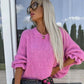 Damen-Pullover mit Rundhalsausschnitt in Uni-Farbe