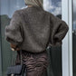 Damen-Pullover mit Rundhalsausschnitt in Uni-Farbe