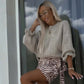 Damen-Pullover mit Rundhalsausschnitt in Uni-Farbe