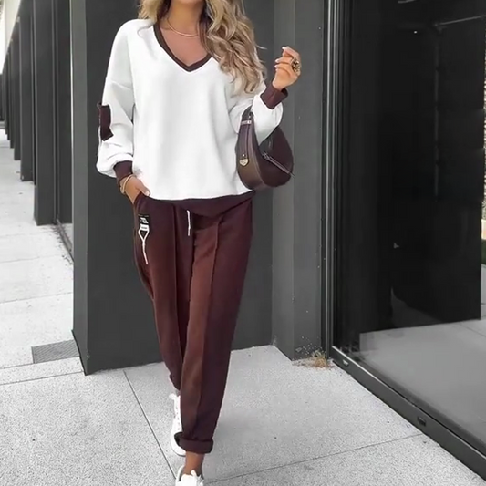 Set aus Kapuzenpullover und Jogginghose im Colorblock-Design