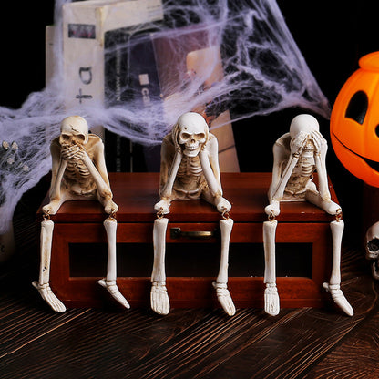 🕷️No Evil Skelett Figur: Perfekt für Gothic & Halloween Deko – Gruselig Stylish