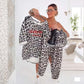 Damen-Zweiteiler mit Leopardenmuster (Sweater und Hose)