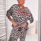 Damen-Zweiteiler mit Leopardenmuster (Sweater und Hose)