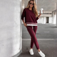 Color-Block Round Neck Sweatshirt & Drawstring Pants Set