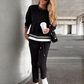 Color-Block Round Neck Sweatshirt & Drawstring Pants Set
