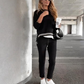 Color-Block Round Neck Sweatshirt & Drawstring Pants Set