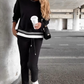 Color-Block Round Neck Sweatshirt & Drawstring Pants Set