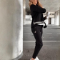 Color-Block Round Neck Sweatshirt & Drawstring Pants Set