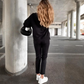 Color-Block Round Neck Sweatshirt & Drawstring Pants Set