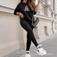 Damen Freizeit-Zweiteiler: Sweatshirt mit Buchstaben-Print & Hose