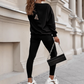 Damen Freizeit-Zweiteiler: Sweatshirt mit Buchstaben-Print & Hose