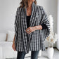 🎁Herbst 2025 Sale✨🖤Damen Poncho mit offener Vorderseite im Hahnentritt-Muster