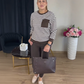 Damen-Zweiteiler: Gestreiftes Sweatshirt & unifarbene Hose