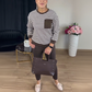 Damen-Zweiteiler: Gestreiftes Sweatshirt & unifarbene Hose