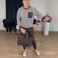 Damen-Zweiteiler: Gestreiftes Sweatshirt & unifarbene Hose