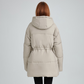 Warme, unifarbene Damen Steppjacke mit Kordelzug