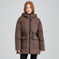 Warme, unifarbene Damen Steppjacke mit Kordelzug