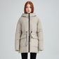 Warme, unifarbene Damen Steppjacke mit Kordelzug