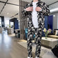 Herren-Set aus Jacke und Hose mit Blumenmuster