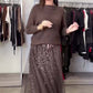Damenmode Strickoberteil & Mesh-Kleid 2-teiliges Set