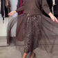 Damenmode Strickoberteil & Mesh-Kleid 2-teiliges Set