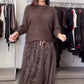 Damenmode Strickoberteil & Mesh-Kleid 2-teiliges Set