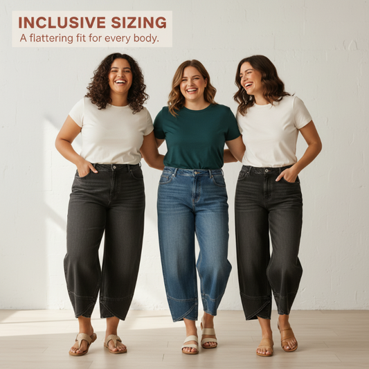🎉 Neujahrsgeschenk – 50% RABATT!👖 Damen Casual Cropped Weitbein-Jeans (Asymmetrischer Zoom) – Bequem & schmeichelhaft für jede Figur!
